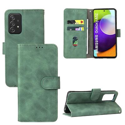 Etui til Samsung Galaxy A52 5g / 4g Cover Premium læder med kortholder Flip Folio magnetisk etui Etui Coque - Sort Grøn