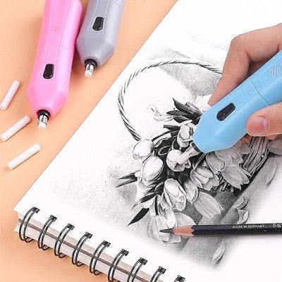 Sähköinen pyyhekumisarja, automaattinen kannettava kumikynä sähköinen pyyhekumikynä, jota käyttää 2 AAA-akku