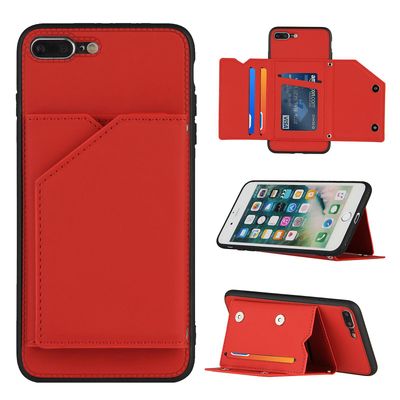 Gangxun Sag til iphone 8 Plus / 7 Plus Vintage Cuir Cover Læderetui Kofanger - Rouge