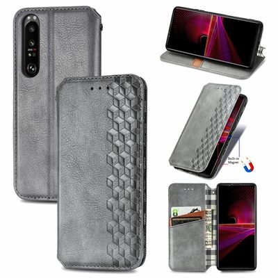 Gangxun Sag til Sony Xperia 1 Iii Flip Cover Tegnebog Flip Cover Tegnebog Magnetisk Beskyttende Handytasche sag Etui - Grå