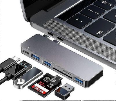 USB C -keskitinsovitin MacBook Pro / air 2020 2019 2018, 6 in 1 USB-c -lisävarusteille - JV