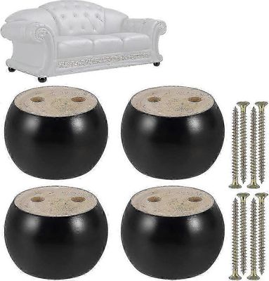 50mm korkea eukalyptus musta pyöreä nuttura puiset huonekalujalat - 4kpl sohvalle, sängylle, nojatuolille ja kaapille