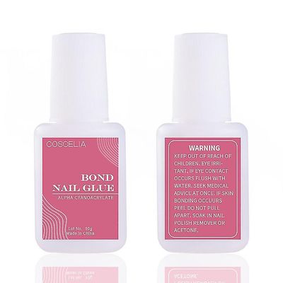 10g Hurtig tørring negle lim til akryl falske negle rhinestone dekoration med børste falske negle Manicure Tool