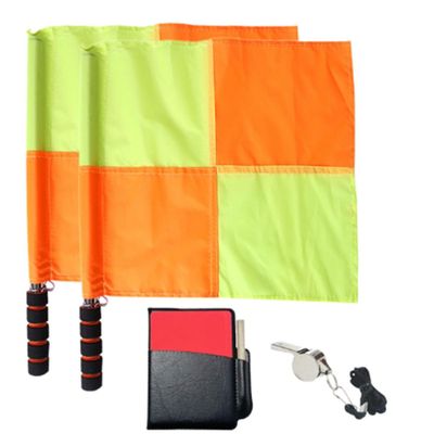 Soccer Referee Flag Set, Røde gule kort med notatbok og blyant, Coach Referee rustfritt stål fløyter med Lanyard Som vist