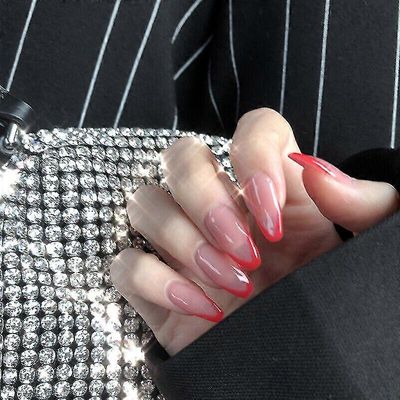 24kpl ranskalainen manikyyri lyhyt keskipitkä kokokansigradientti Väärä väärennetty kynsi Tips_f 11