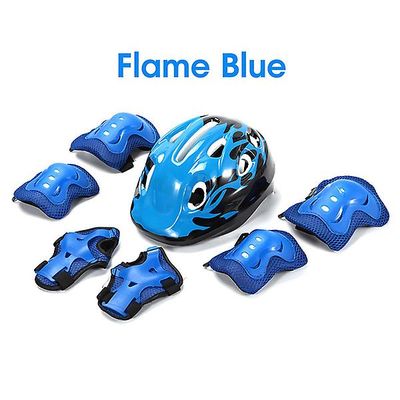 Drenge &piger Børn 7pcs/set Skate Cykling Cykel Sikkerhedshjelm Knæ AlbuePuder Blå