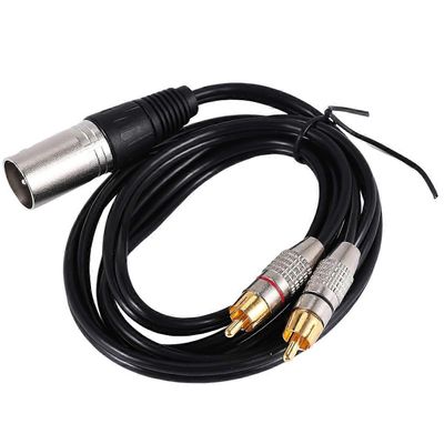 1 XLR-uros - 2 RCA-urosliitin stereoäänikaapelin liitin Y jakajajohto mikrofonin miksausta varten musta