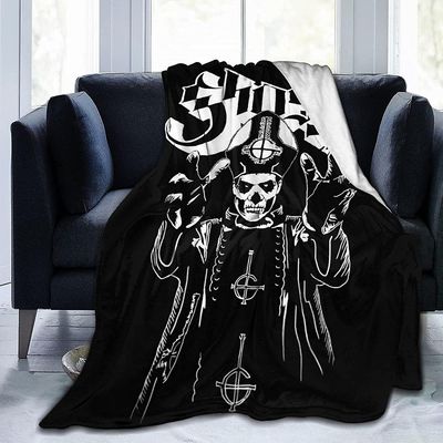 Aionyaaa Ghost Band Logo Luksus Fleece Blanket Blanket Blankets For Living Room dekorasjon Svart 1 150x200cm