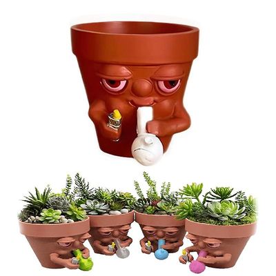 Jielin Pot Smoking Potted Planter Funny Smoking Planter tegneseriefigur Smoking Flowerpot Hvit L