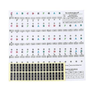 Farverige Klaver Sticker 88 Key Piano Keyboard Sticker Key Elektronisk Orgel Stave Note Decals For Kids (farverige)