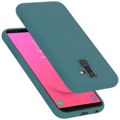 Cadorabo Samsung Galaxy A6 PLUS 2018 Hülle praktisk deksel TPU-veske - flytende design FLYTENDE GRØNN