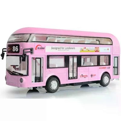 Unbrand 1:36 mittakaava kaksikerroksinen bussi lelu malli autot metalliseos painevalettu miniatyyri linja-autot äänivalo ovet avattu vedä takaisin ...