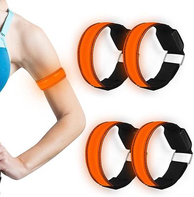 Xqday Led armbånd. Pakke med 4 reflekterende led lysende armbånd Lys Band Kids Night Safety Light til løb jogging hund walking kører udendørs sport