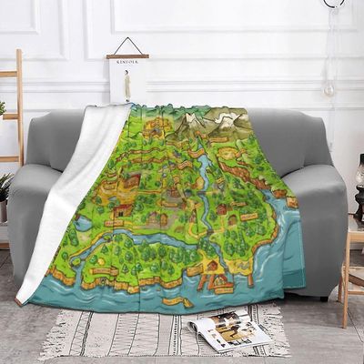 Stardew Valley Kart Tepper Flanell Summer Multi-funksjon Lett Thin Throw Blanket For Home Couch plysj Thin Quilt Blå 75x100cm 30x40in