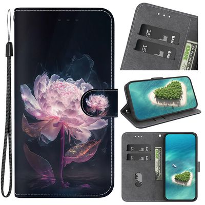 Oppo Find X3 Neo Case,mønster Leather Flip Wallet kortholder kompatibel med Oppo Find X3 Neo Cover - Lilla blomst