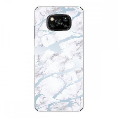 Crazy Kase Hull For Xiaomi Poco X3 Nfc I Silikone Soft 1 Mm, Blå Marmor Effekt
