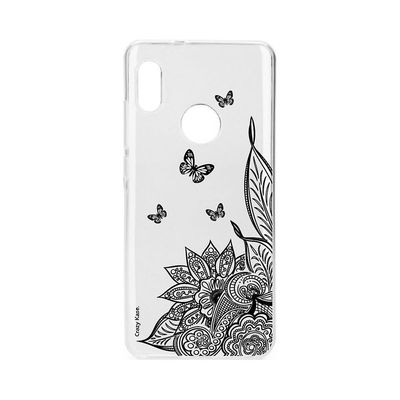 Crazy Kase Skrog til Xiaomi Redmi Note 7 Blød Mandala blomst og sort sommerfugl