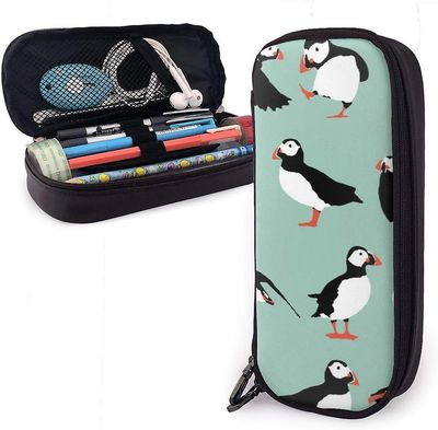 Kerota Nahkainen penaali Pingviini Minttu Vihreä kynäkotelo Hauska pöydän järjestäjä vetoketjulaatikolla Järjestäjä pojille Toimistonaiset40212 VÄR...