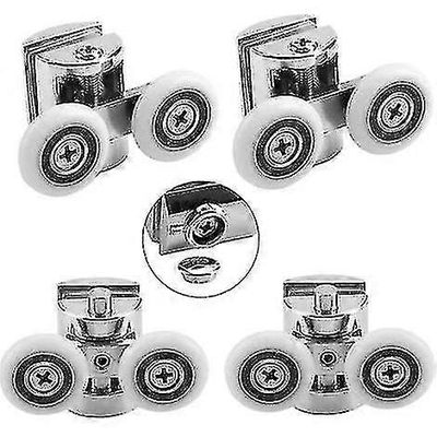 4 kpl lasinen suihkuovi S, halkaisijaltaan 23mm kiinteästä sinkkiseoksesta valmistetut kaksoishihnapyörät suihkukaappiin, suihkuhuoneeseen, varaosa...