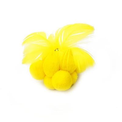 Handuo Kat Legetøj Fjer Plys Bell Candy Color Funny Cat Ball Bite Resistent gul