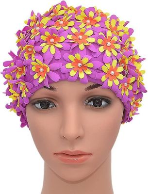 Svømmehette Floral Petal Retro Stil Badehetter For Kvinner