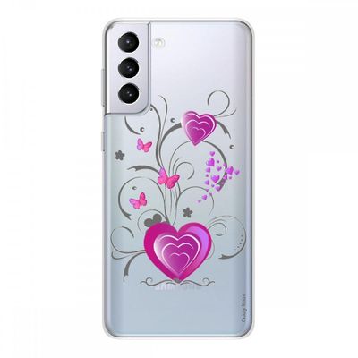 Crazy Kase Skrog til Samsung Galaxy S21 5g silikone fleksibel 1 mm, hjerte og sommerfugl