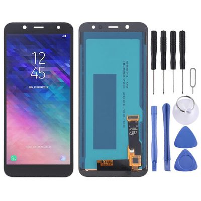 TFT LCD-näyttö Galaxy A6 (2018) A600F: lle, jossa Digitizer Full Assembly (musta)