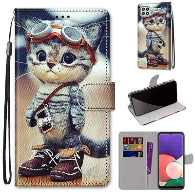 Foxdock Sag til Samsung Galaxy A22 5g Creative Pattern Tui magnetisk kort holder tegnebog - Killing