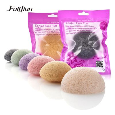 Naturlig Konjac Konnyaku Fiber Ansigt Vask Udrensning Sponge Puff Exfoliator-bymy001 DarkGreen-ArkGreen