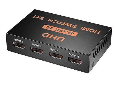 Coosilo Hdmi Switcher 3 indgange og 1 udgang, med infrarød fjernbetjening