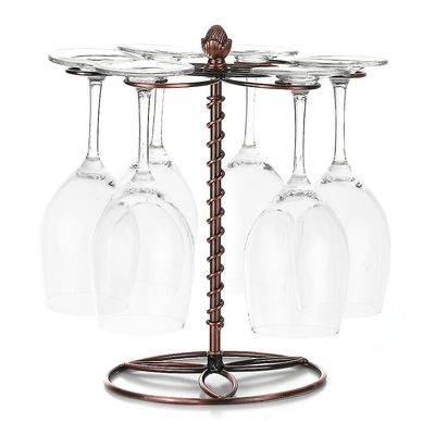 Bbxc Vin Glass Rack, Rødvin Glass Tørkestativ, Glass Rack 6 Vin Glass Stemware Storage Display Rack Stand (frittstående)
