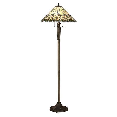 Interiors 1900 Lighting Jamelia 2 Lys Gulvlampe Tiffany Glas, Mørk Bronze Maling med Highlights, E27