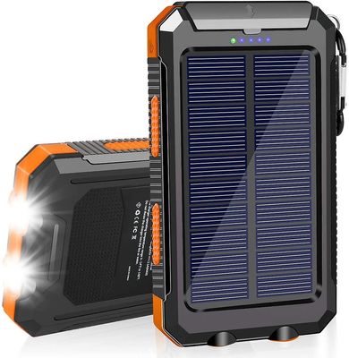 Aurinkolaturi 20000mAh aurinkovoimapankki vedenpitävä kannettava laturi, jossa on kaksi 5 V: n USB-porttia / LED
