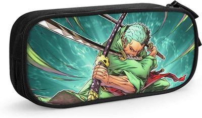 Kerota Roronoa Zoro yksiosainen kynälaukku 3D-räätälöity tulostus suurikapasiteettinen kaksinkertainen vetoketjullinen kynäkotelo toimistokoulumatk...