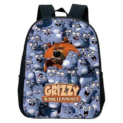 Sunlight Grizzly Bear päiväkodin reppu Grizzy ja Lemmings Koululaukku Lasten sarjakuva Reppu Lasten kirjalaukkulahjat 2