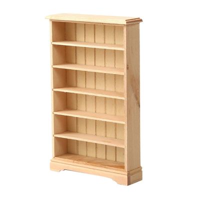 Puinen kirjahyllymalli 6 kerroksella Luova työpöytäkoriste Miniatyyri kirjahylly Hyllykoriste nukketaloille Hirren väri Lokin väri