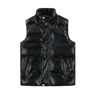 Cloudstyle mænds polyester ensfarvet stativkrave polstret vest Sort L