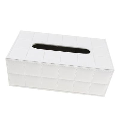 Pu Leather Tissue Box Cover Serviett Case Holder Arrangør Hvit L