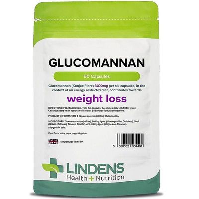 Lindens Glucomannan (Konjac Fibre) 500mg Kapselit 90 (4401)