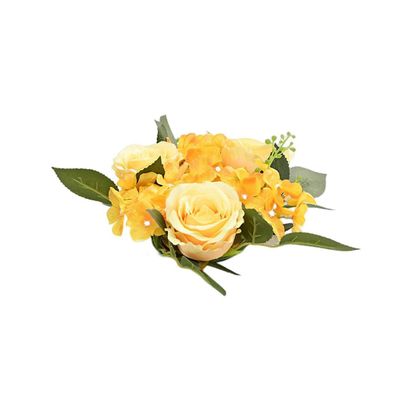 ZHOUBA Simulaatio Ruusu Seppele Joulukoristeet Pöytä Kynttilänjalka Tekokukka Ruusu Seppele illallinen Keltainen