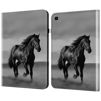 Samsung Galaxy Tab A7 10.4 (2020/2022) -tablettikotelon kuvion tulostus PU-nahkainen läppäkansi jalustalla Musta hevonen