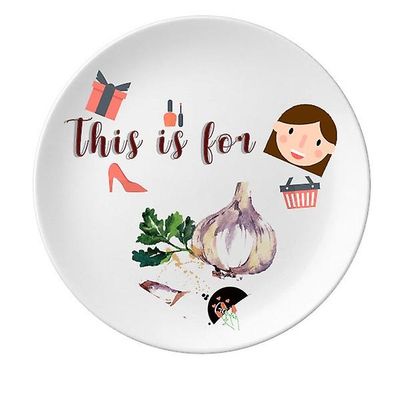 Hvidløg Vegetabilske Velsmagende Sund Akvarel Moder Dessert Plate Dekorative Porcelæn 8 Tommer Dinner Home