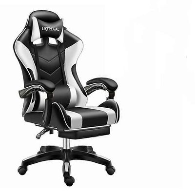 Pelituoli jalkatuella, ristiseläntuki, 360° kääntyvä, niskatuki (valkoinen)