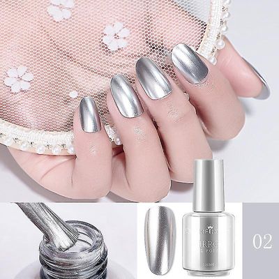 8ml metallisk neglelak spejleffekt Chrome Nail Art polsk lak 2023 Spejl Sølv