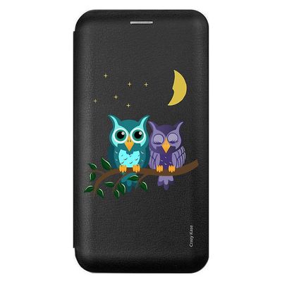 Crazy Kase Sag for Samsung Galaxy Note 10 Sort Mønster Ugler på Moonlight