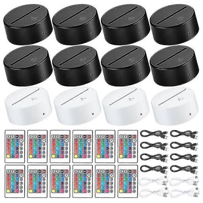 12 pakkaus 3D Night Led Light Lamp Base 16 väriä LED-valonäyttöpohja akryylin kaukosäätimellä