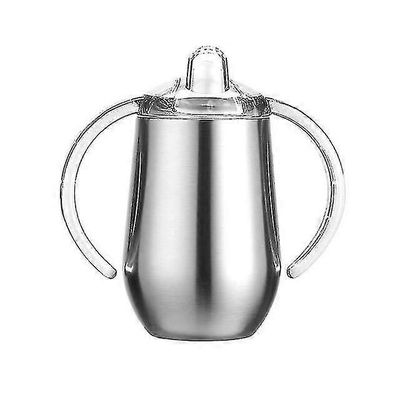 Vauvan sippy-kuppi kahvalla Kaksikerroksinen 304 ruostumaton teräs Bpa free (luonnollinen väri)