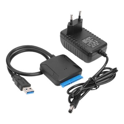 USB-Sata-datakaapeli, 2,5/3,5 tuuman USB3.0 Easy Drive -kaapeli Sata-kiintolevysovitinkaapeli EU Plug
