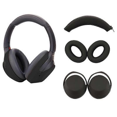 Yhteensopiva Sony WH-1000XM3 / WH-1000XM4 silikonikotelosarja päänauhan suojuksella kuulokkeiden suojaavat korvatyynyt Musta