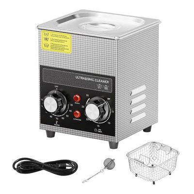 Succebuy 2L ultraäänipuhdistin lämmittimen ajastimella ja korilla, 60W puhdistuskone kelloinstrumenteille, lasit, kolikko, metalliosat, työkalu